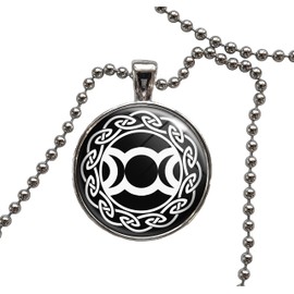 Triple Moon Wicca Pagan Pendant Necklace