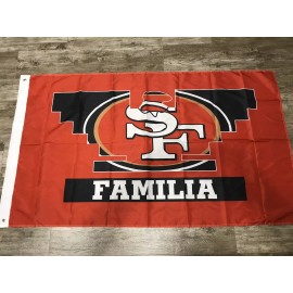 San Francisco 49ers Familia Flag 3' x 5' Banner Quest For 6 Red Bandanna HUELGA