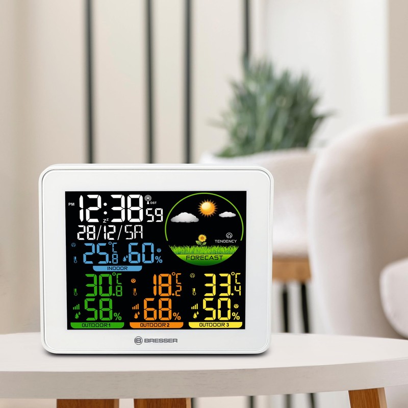 Bresser Colour weather station with 3 outdoor sensors, weather forecast,