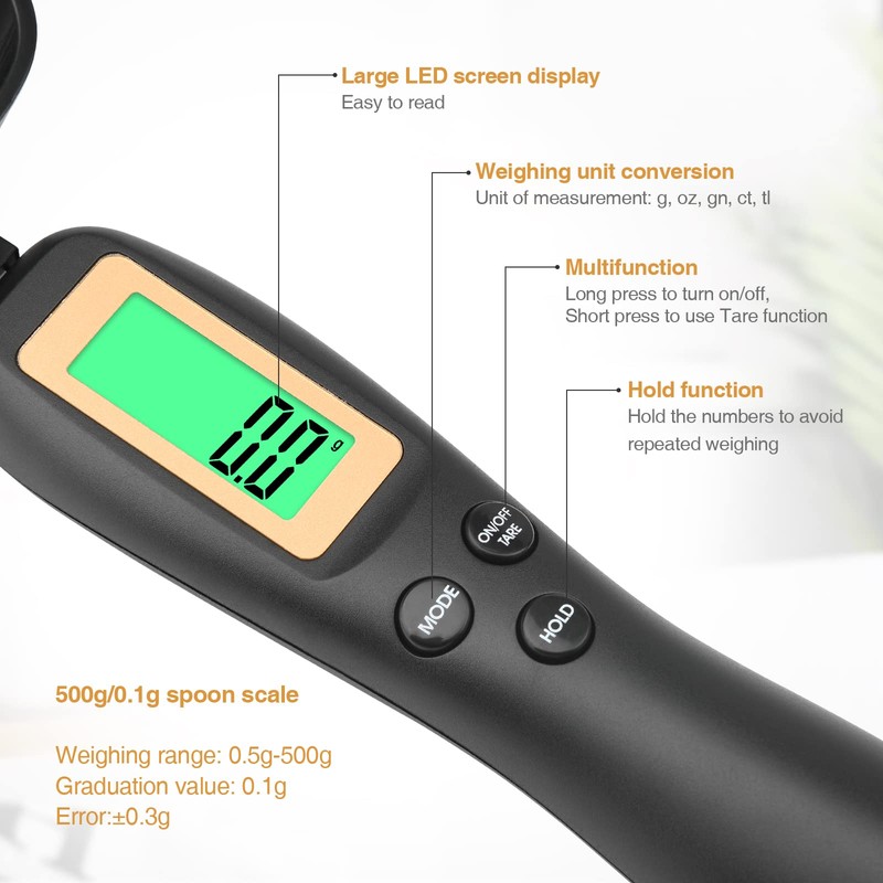 Mafiti Digital Measuring Spoon, Weighing Spoon Scale 500g / 0.1g