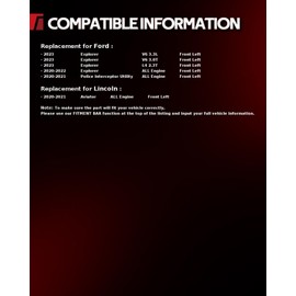 Torchbeam CV Axle Shaft Assembly Compatible with 2020-2023 Ford Explorer, 2020-2021 Ford Police Interceptor Utility, 2020-2021 Lincoln Aviator, Front Left CV Axle NCV11218