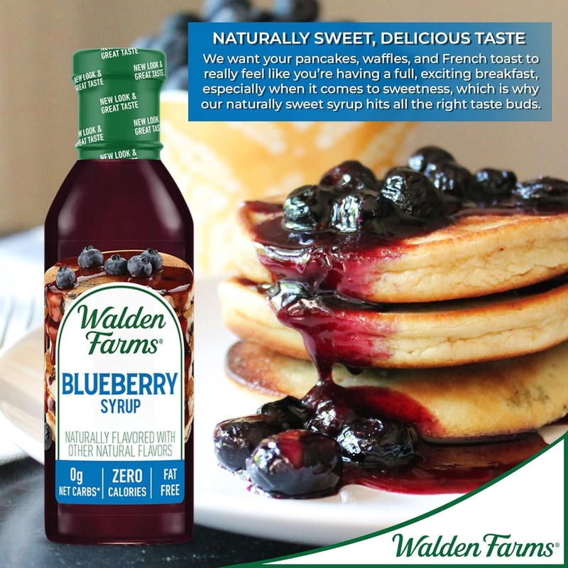 Walden Farms Blueberry Syrup - Sugar-Free, Calorie-Free, Low Carb, Keto-Friendly,