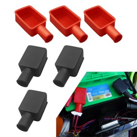 Anyhut 6 PCS Battery Terminal Cover, Battery Terminal Protector, Soft Rubber Positive and Negative Poles Stud Covers Connector Top Post Cap, Universal for Cars, Motorcycles,Trucks (Red/Black)