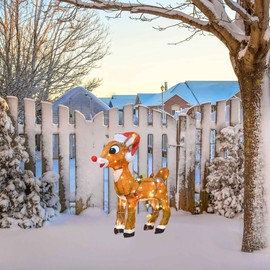 Product Works Domes 60552 24" Rudolph 3D Pre-Lit Yard Art Standing Rudolph with C9 Lights