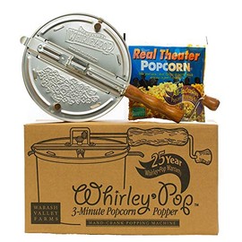 Original Whirley-Pop Popcorn Popper Kit - Metal Gear - Silver - 1 Real Theater All Inclusive Popping Kit