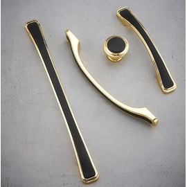 Guolich 2 Pack Hole Centers 7.55”(192mm) Kitchen Bedroom Balcony Handles, Zinc Alloy Square Black Gold Color Cabinet Drawer Handles Modern Hardware