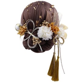 Mizuhiki Gold Leaf Wedding Coming of Age Ceremony, Gold Hair Ornament, Graduation Ceremony, Shichi-Go-San Yukata, Kimono Kimono Kimono Hakama (Gold)