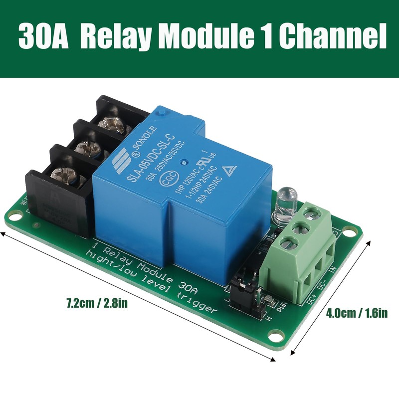 DIANN 2pcs 5V 30A 1-Channel Relay Module High Low Level