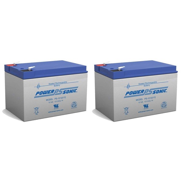Power Sonic 12V 12Ah F2 Battery for INVACARE Lynx L-3, L-4 Sitting Scooter - 2 Pack