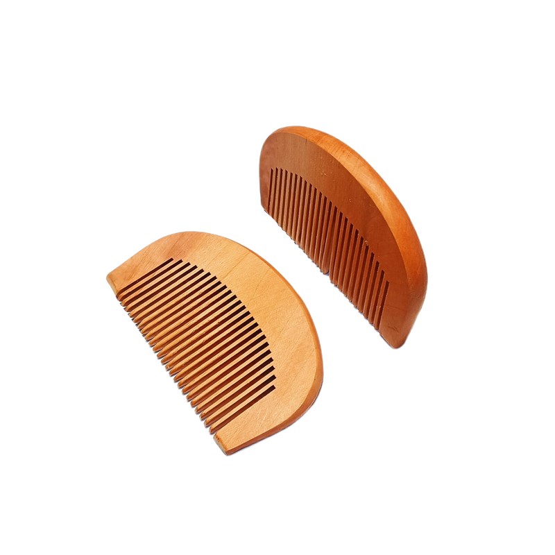 Neem Wood Hair Comb, Half Moon Design, Set of 2