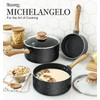 MICHELANGELO Saucepan Set, Nonstick Sauce Pans with Granite Coatings, Stone