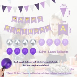 Happy Birthday Banner, Purple Birthday Decorations for Girls, Women, Happy Birthday Balloons with Birthday Banner Bunting Birthday Party Decorations.