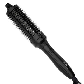 K&K Thermal Brush, 1.5 Inch Heated Round Brush, Professional Heated Curling Ceramic Tourmaline Ionic Curling Iron, Hot Styling Volumizing Brush, Dual Voltage Black