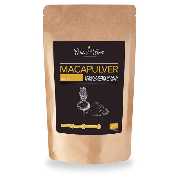 Organic Maca Powder Black 200 g Premium Selection by GrünHochZwei