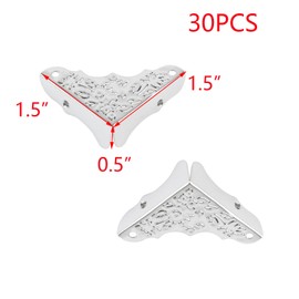 T Tulead Vintage Elegant Corner Protector Silver Side Corner Protector 1.5"x1.5"x0.5",30PCS with Mounting Screws