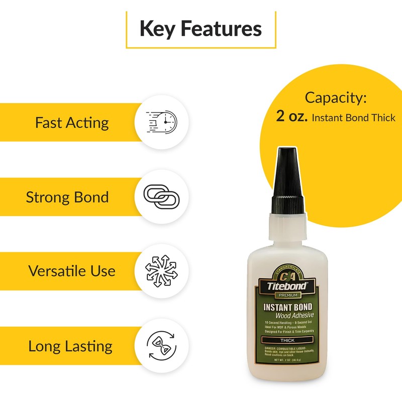 Brixwell QKTT-001 Titebond, Instant Bond, 2 oz. Thick (for bonding