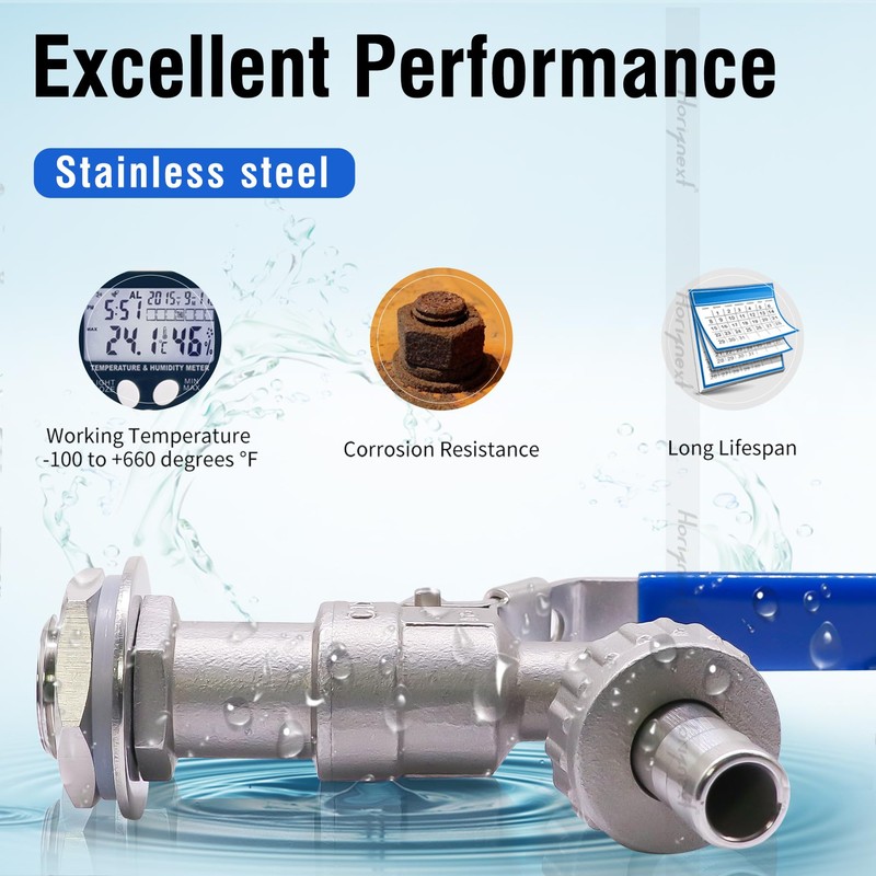 Horiznext 3/4" O.D. thread to 1/2 inch barb O.D. stainless