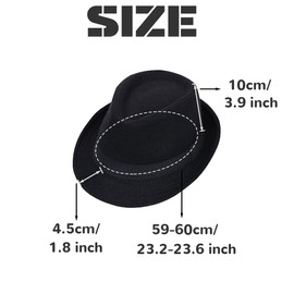 Happyupcity Black Classic Manhattan Fedora Hat Short Brim Felt Trilby Jazz Dress Hat with Band for Women Men