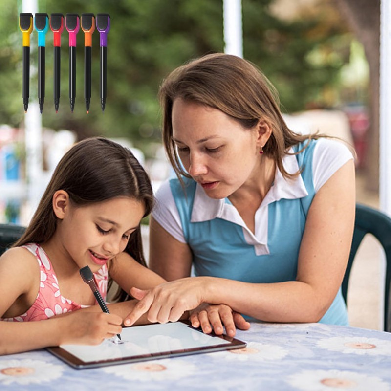 12 Magnetic Whiteboard Pens, Whiteboard Pens with Cleaning Brushes, Erasable