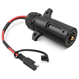 Oyviny 7 Pin Power Access, 7 Way Blade to 2 Pin SAE Connector, 7 Pin Round RV-Style Trailer Plug to 12 AWG SAE Cable 12V Connectors for RV Truck Get Power from Vehicle's 7 Pole Trailer Plug, 13 Inch