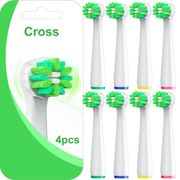 8 Count Cross Clean Replacement Heads Compatible with Oral B