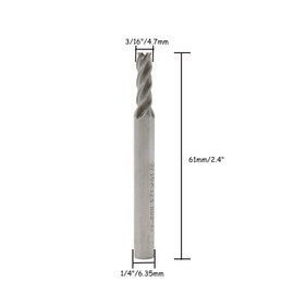 Rannb End Mill 3/16" Cutting Dia 1/4" Shank Dia 4 Flute End Mil Drill Bit - 5pcs
