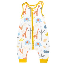 MooMoo Baby Swaddle Sleep Sack with Feet Easy Adjustable Sleeveless Swaddle Wrap Pants Unisex Infant Wearable Sleeping Bag for Boy and Girl (Giraffe, 24M-36M)