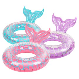 Coumy 3 Pack Inflatable Pool Floats Mermaid Tube Rings,Fruit Pool Tubes,Pool Floaties Toys,Beach Swimming Party Toys for Kids and Adults