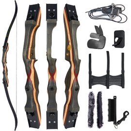 TOPARCHERY Recurve Bow for Adult & Youth Beginner, 62" Wooden Takedown Recurve Hunting Bow for Outdoor Training Practice Right Handed 40lbs