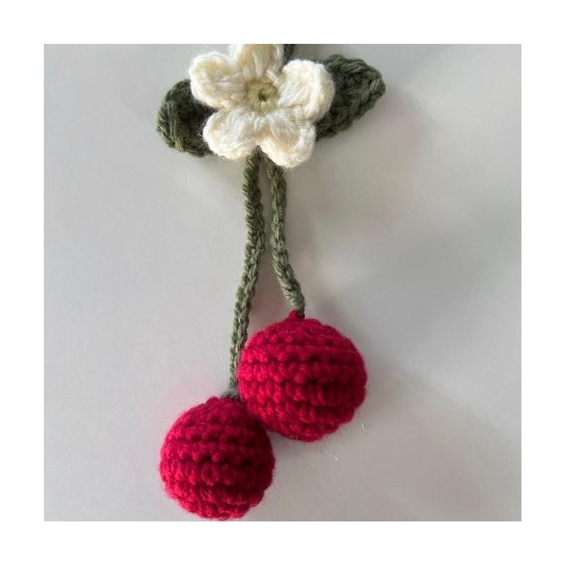 Crochet Car Accessory - Color/ Item: Red Cherry