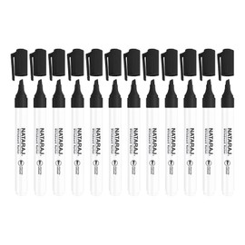 Nataraj 12 x Black Whiteboard Marker Pens 2.5mm Chisel Tip Erasable Dry Wipe Marker For Office and Home - Sold By VR Angel