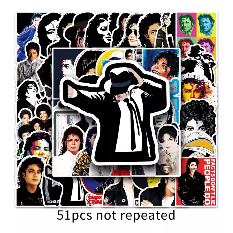 Michael Jackson Rey Pop 50 Calcomanias Stickers Contra Agua