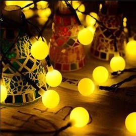 Unbranded Outdoor 20ft 50 LED Solar String Ball Lights Waterproof Garden Decor Warm Yellow