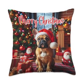Christmas French Bulldog Pillow Throw Pillow