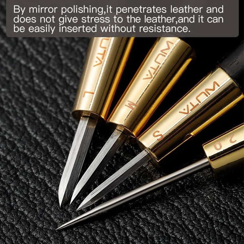 Diamond Shape Stitching Awl Ebony Black Wood Handle Leather Craft