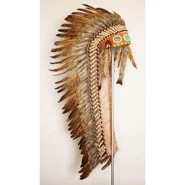 Theworldoffeathers Extra Long Feather Headdress - Indian Headdress Inspired - Headdresses Brown Stone