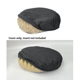 Wateproof Donut Dog Bed Cover with Zipper Grey Velvet Round 30 Inch