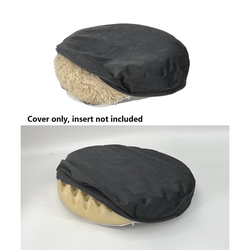 Wateproof Donut Dog Bed Cover with Zipper Grey Velvet Round
