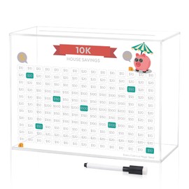 10K Smash Box, Saving Box, Piggy Bank for Adults & Kids, Clear Acrylic Money Box, 10000 Savings Challenge Box, Break to Open Cash Vault