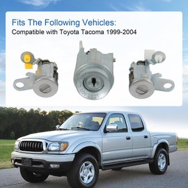 RUIANOMG Ignition Switch & Door Lock Cylinder with Keys Replacement for Toyota Tacoma 1999-2004, Replace 69005-35840, 6905135070