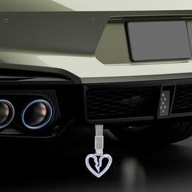 2PCS JDM Tsurikawa Ring Japanese Subway Train Bus Car Handle Cute Crystal Bubble Broken Heart Handle Nylon Hand Strap Rear Front Bumper Rings Drift Charm Car Accessory (Clear Ring/Silver Strap)