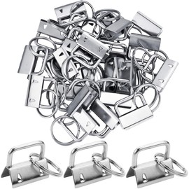 Pack of 25 Lanyard Blanks 27mm Clamp Clasp Pendants Key Chain Hardware Clamp Clasp Pendant Bracelet Hardware with Key Ring