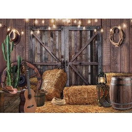 Alltten 7x5ft Western Cowboy Backdrop Western Party Decorations Wild West Vintage Wooden House Barn Door Photography Background Cowboy Theme Party Decorations Banner Photo Booth F44