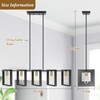 5-Light Black Gold Dining Room Light Fixture, 53’’ Farmhouse Wood