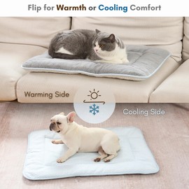 Mewfort Woofry Dog Bed Mat for Crate, Reversible Cooling Mat for Dogs, Warming Dog Cooling Mat, Machine Washable, Lightweight, Portable, Pet Hair Repellent, All Season Comfort, 24''*18''