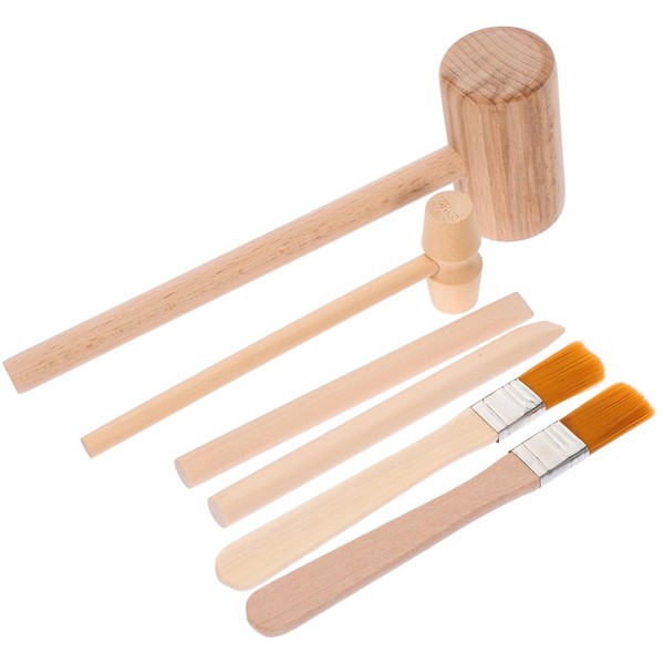 JECOMPRIS 6PCS Digging Excavation Kit Wooden Hammer Chisel Brush Learning