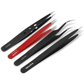 Zeckenpinzette Zeckenzange Splitterpinzette Spitzpinzette Set 4-Teilig Spitz