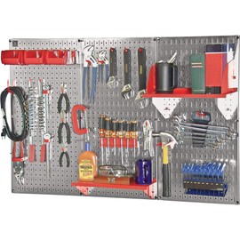 Wall Control Slotted Pegboard Industrial Workstation Accessory Kit - Red, Model Number 35-K-WRKRD
