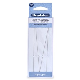 Collapsible Eye 5" Long Flexible Beading Needles Medium Size (Package of 4)