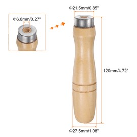 QUARKZMAN Pack of 12 File Handles, Wooden Handle, 120 mm, Length 6.8 mm, Round Hole, Ergonomic Handles with Metal Collar for 10 Inch Metal Files